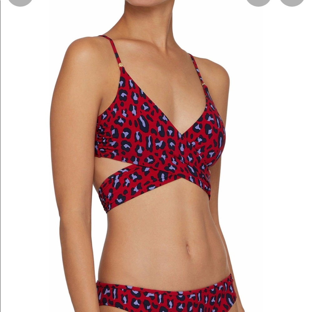 Stella McCartney red/blue animal print bikini set